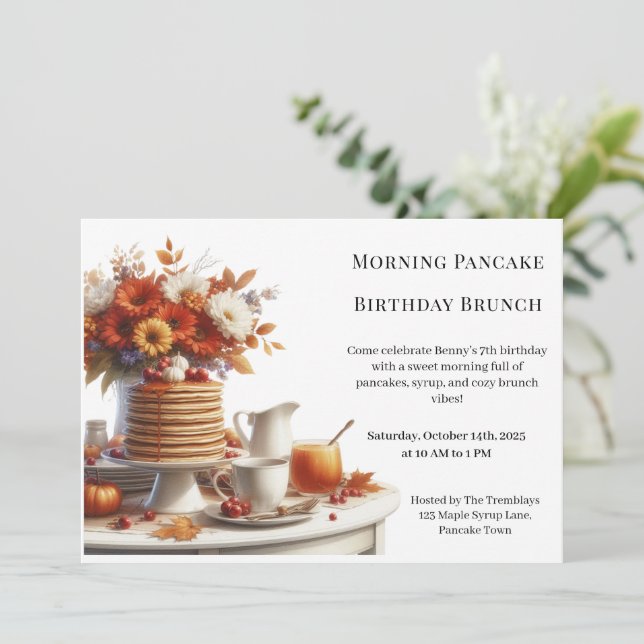 Morning Pancake Birthday Brunch | Cosy Weekend  Invitation (Standing Front)