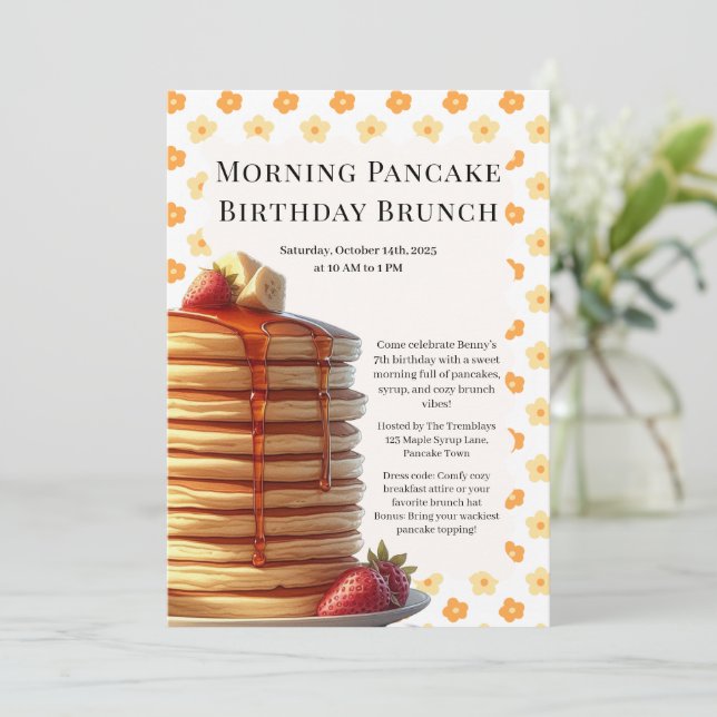 Morning Pancake Birthday Brunch | Cosy Weekend  Invitation (Standing Front)