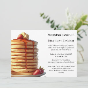 Morning Pancake Birthday Brunch Cozy Weekend Invitation