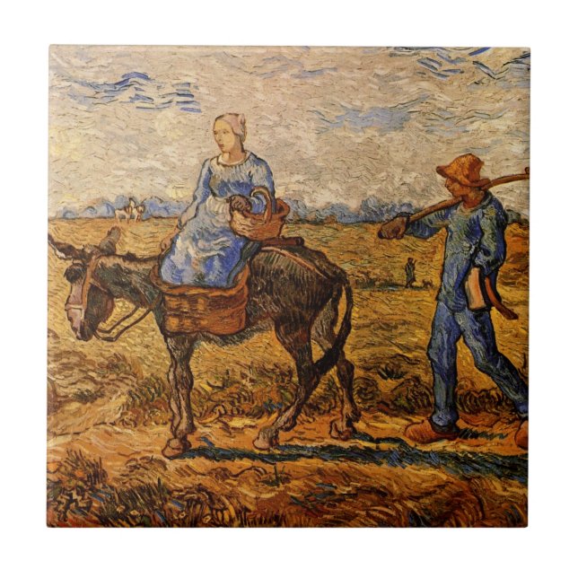 Morning, Peasant Couple by Vincent van Gogh Ceramic Tile (Front)