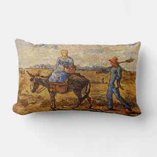 Morning peasant couple going to work lumbar cushion