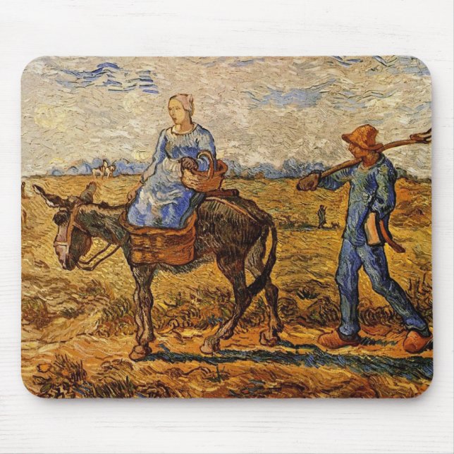 Morning peasant couple going to work mouse pad (Front)