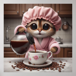 Morning Purr-fection - Whimsical Cat Barista Poste Poster