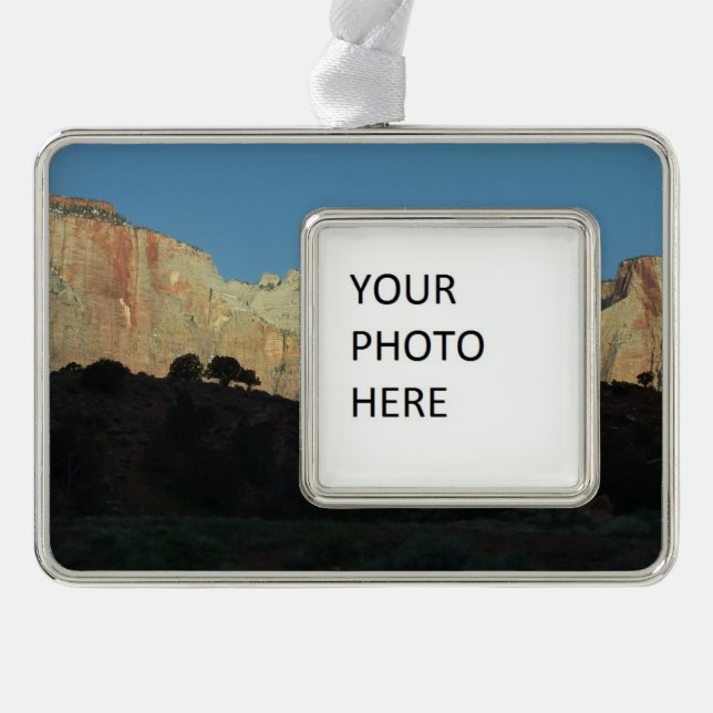 Morning Red Rocks at Zion National Park Silver Plated Framed Ornament (Front)
