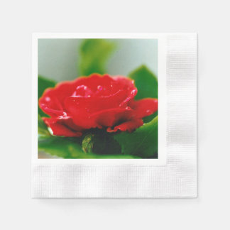 Morning red Rose covered with dew drops  Napkin