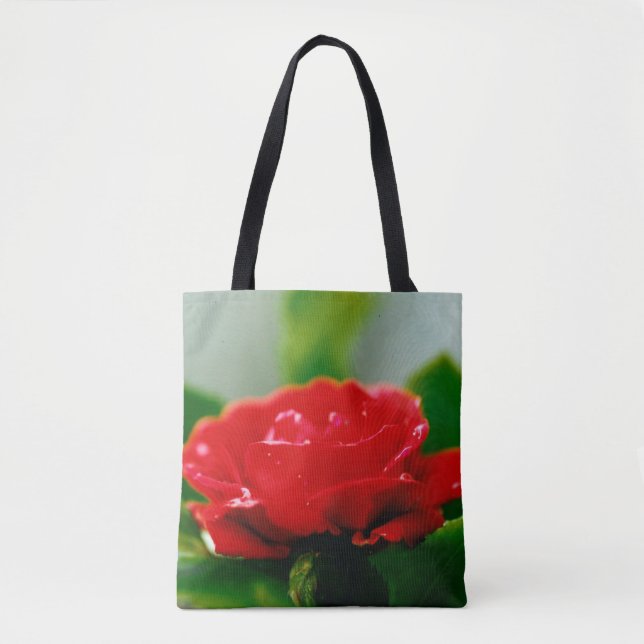 Morning red Rose covered with dew drops  Tote Bag (Front)
