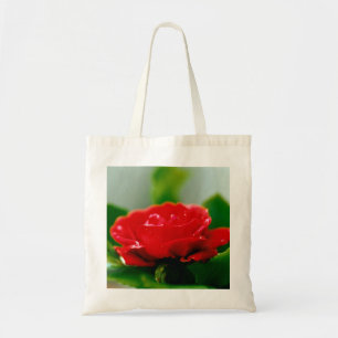 Morning red Rose covered with dew drops Tote Bag