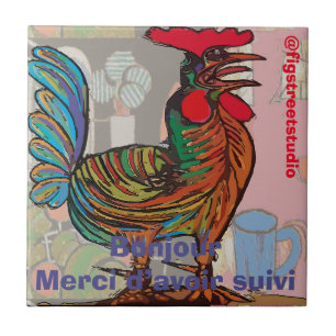 Morning Rooster, edit text, Ceramic Tile