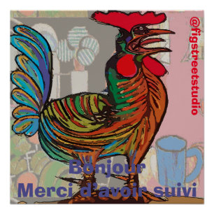 Morning Rooster, edit text, Glossy Poster