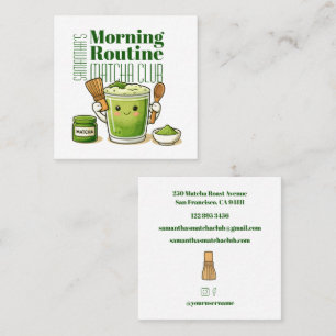 Morning Routine Matcha Club Personaliezed Square Business Card