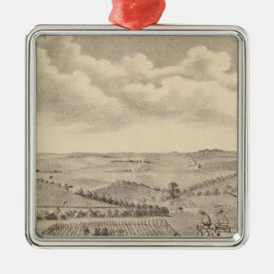 Morning scene, JD Rivers stock farm Metal Ornament