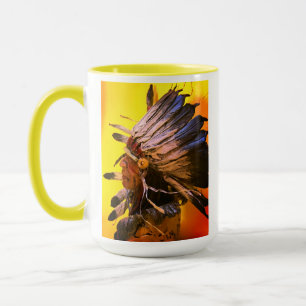 "Morning Sky" native chief original art Mug