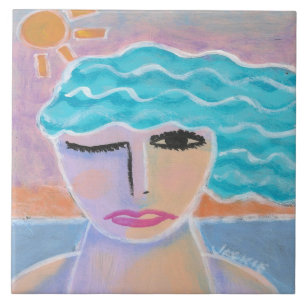 Morning Sky Original Abstract Painting Ceramic Tile