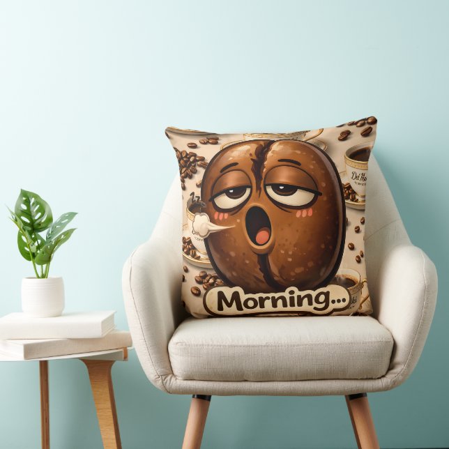 Morning, sleepy coffee bean funny relatable coffee cushion (Chair)
