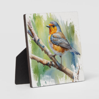 Morning Song robin bird painting wall art Plaque