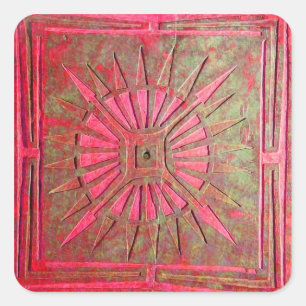 MORNING STAR ,antique red,green Square Sticker