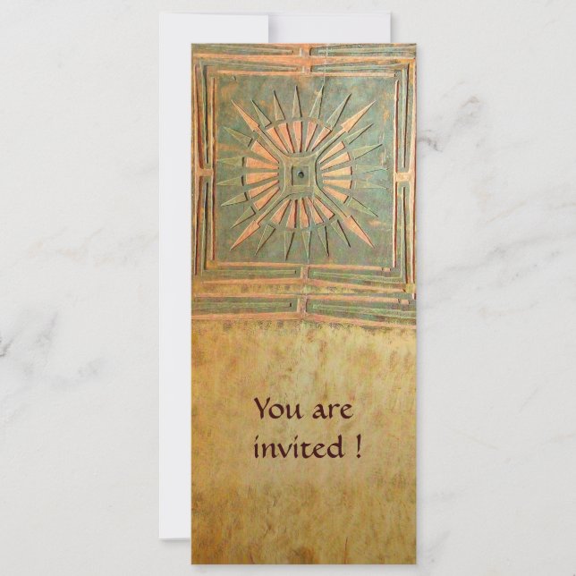 MORNING STAR , antique yellow brown green Invitation (Front)