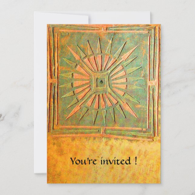 MORNING STAR , antique yellow green,white Invitation (Front)