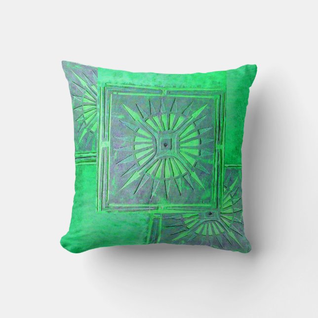 MORNING STAR ,Aqua Blue GreenTurquase Cushion (Front)