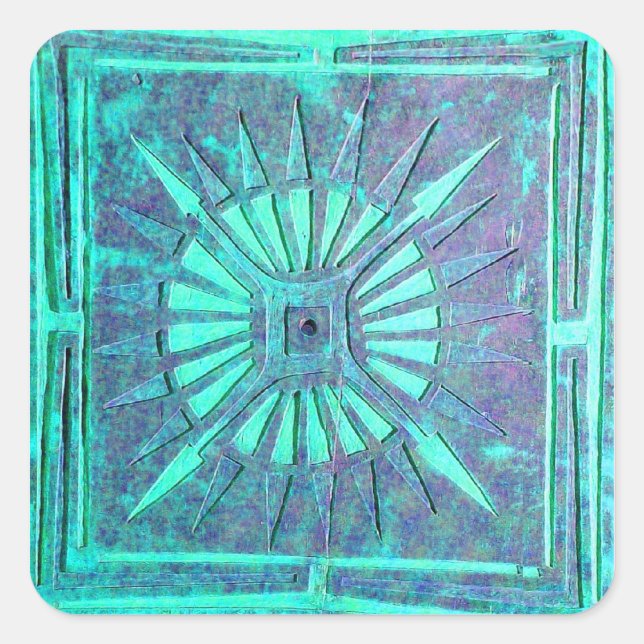 MORNING STAR ,aqua blue,turquase,teal Square Sticker (Front)