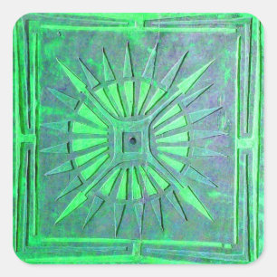 MORNING STAR ,blue,light ,green Square Sticker