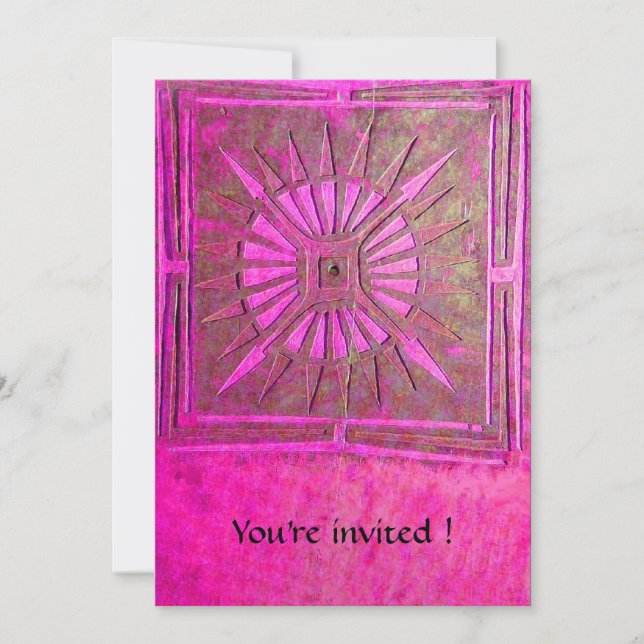 MORNING STAR , bright pink,violet white Invitation (Front)