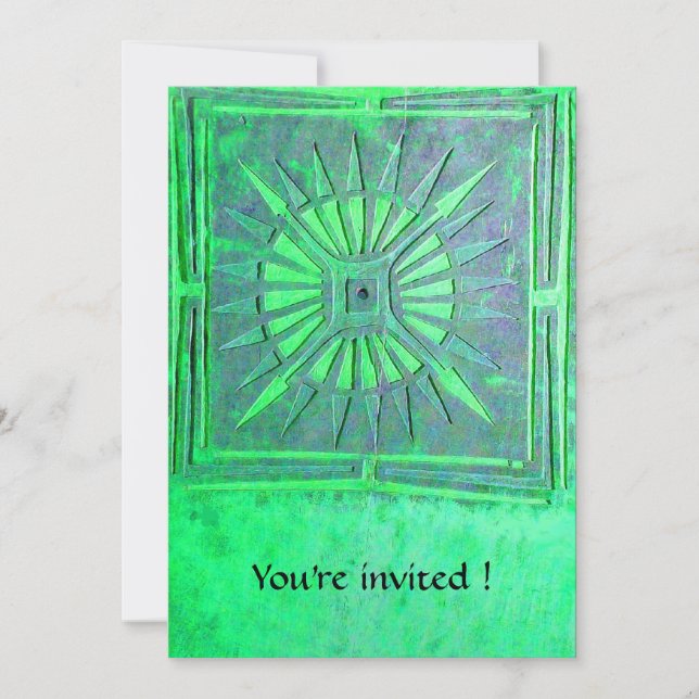 MORNING STAR  MONOGRAM , bright light green Invitation (Front)