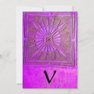MORNING STAR  MONOGRAM ,  bright purple violet Announcement