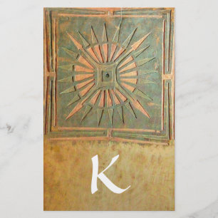 MORNING STAR MONOGRAM ,green,brown yellow white Stationery