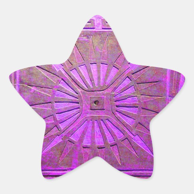 MORNING STAR MONOGRAM ,pink violet,purple Star Sticker (Front)