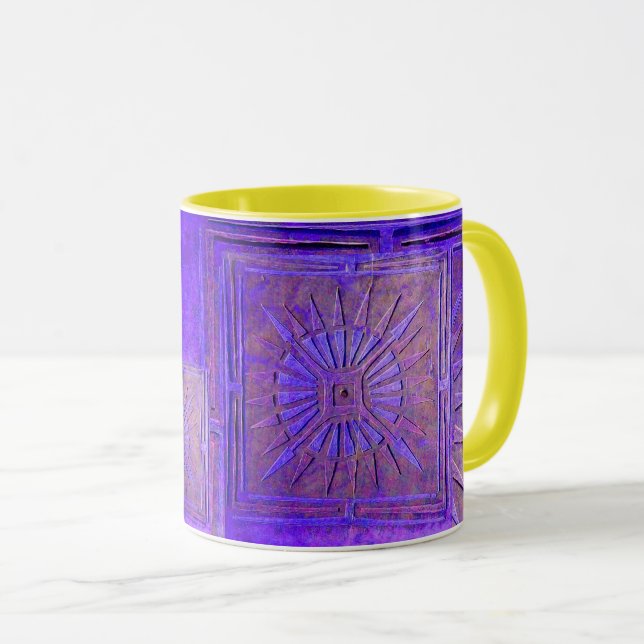MORNING STAR Pawnee Purple Blue Yellow Monogram Mug (Front Right)