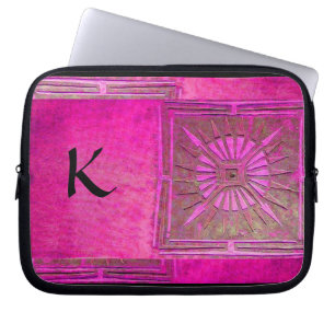 MORNING STAR , Pink,Black,Fuchsia Monogram Laptop Sleeve