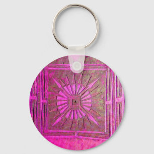 MORNING STAR Pink,Fuchsia Black, Monogram Key Ring
