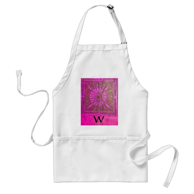 MORNING STAR Pink,Fuchsia Black, Monogram Standard Apron (Front)