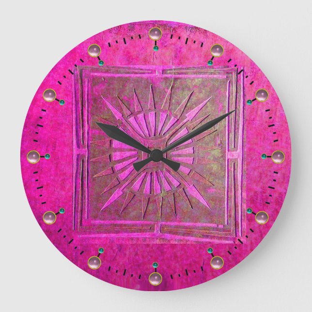 MORNING STAR , Pink Fuchsia  Purple Large Clock (Front)
