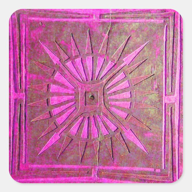 MORNING STAR ,pink violet,purple,fuchsia Square Sticker (Front)