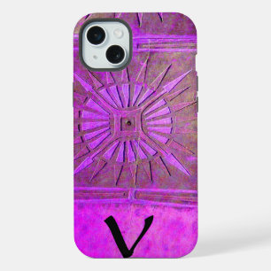 MORNING STAR , Purple,Black,Violet Monogram iPhone 15 Plus Case