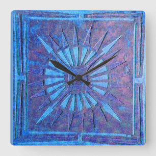 MORNING STAR , Purple  Blue Square Wall Clock