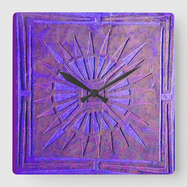 MORNING STAR , Purple  Blue Square Wall Clock (Front)