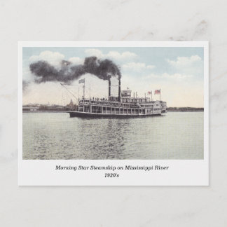 Morning Star Steamship on Mississippi old postcard