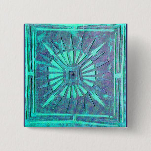 MORNING STAR,Turquase Blue Green ,Teal 15 Cm Square Badge