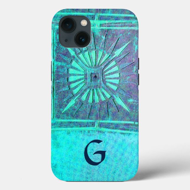 MORNING STAR Turquoise Aqua Blue,Teal, Monogram  C Case-Mate iPhone Case (Back)