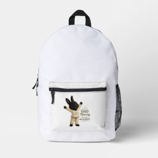 Morning Stretch Bunny Sticker Printed Backpack