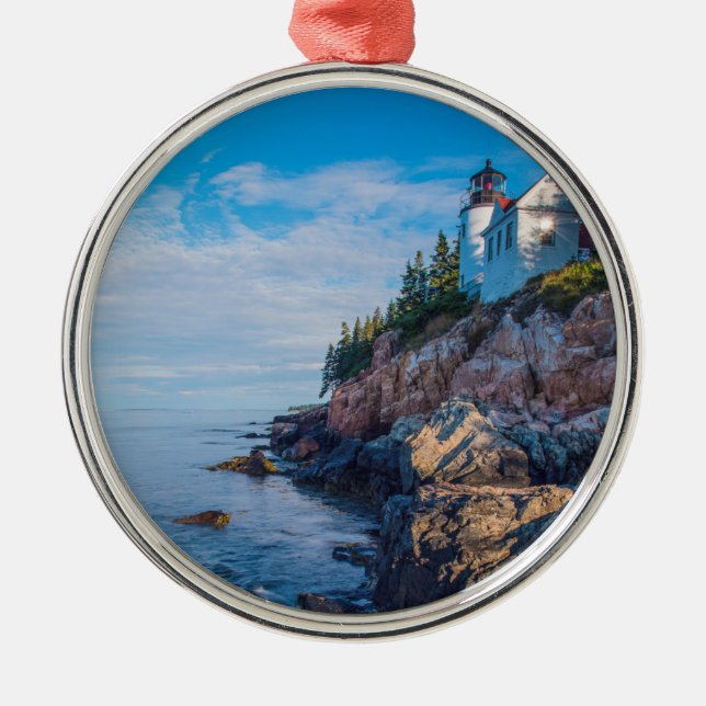 Morning Sun At Bass Harbour Lighthouse Metal Ornament (Front)