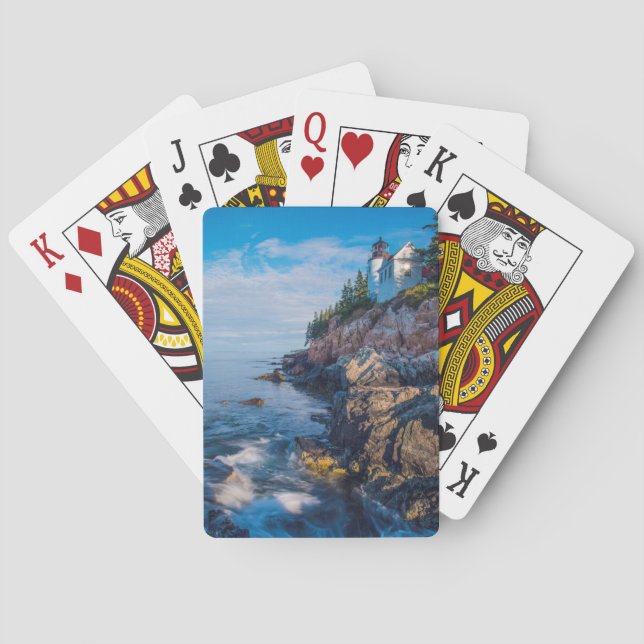 Morning Sun At Bass Harbour Lighthouse Playing Cards (Back)