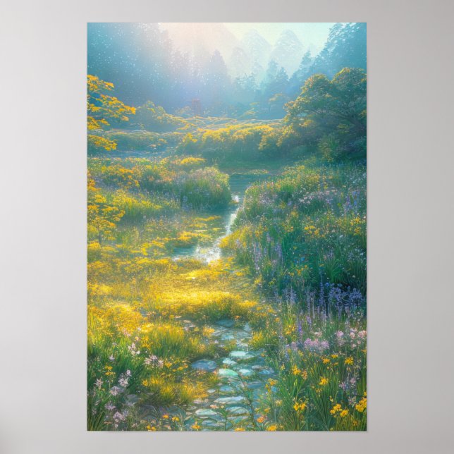 Morning Sun Over a Lush Green Swamp Poster (Front)