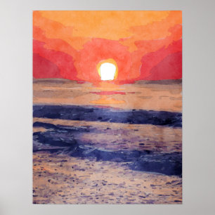 Morning Sun Over Atlantic Ocean Poster
