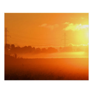 Morning Sunrise with Fog Poster