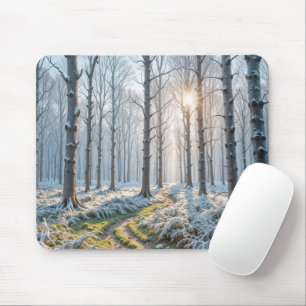 Morning Sunshine in Frosty Forest Mouse Pad