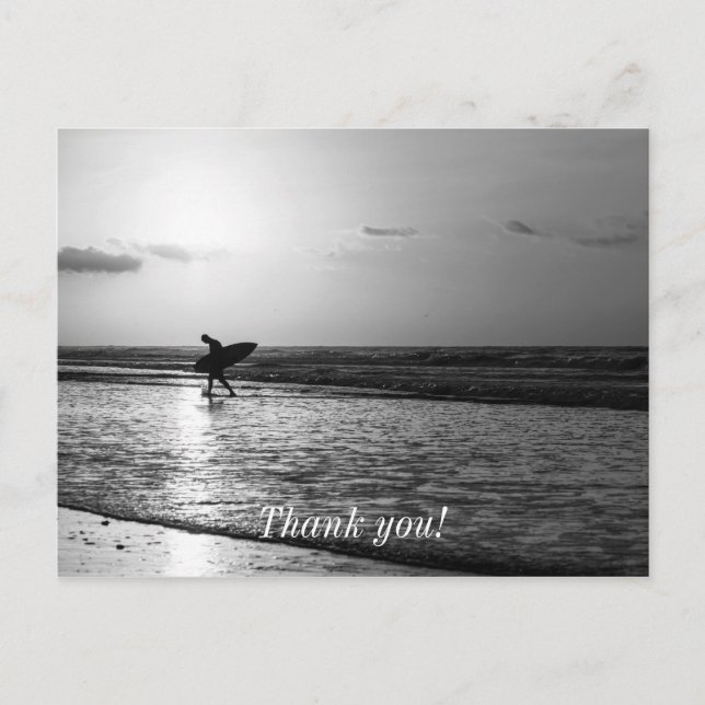Morning Surfer Grayscale Postcard (Front)